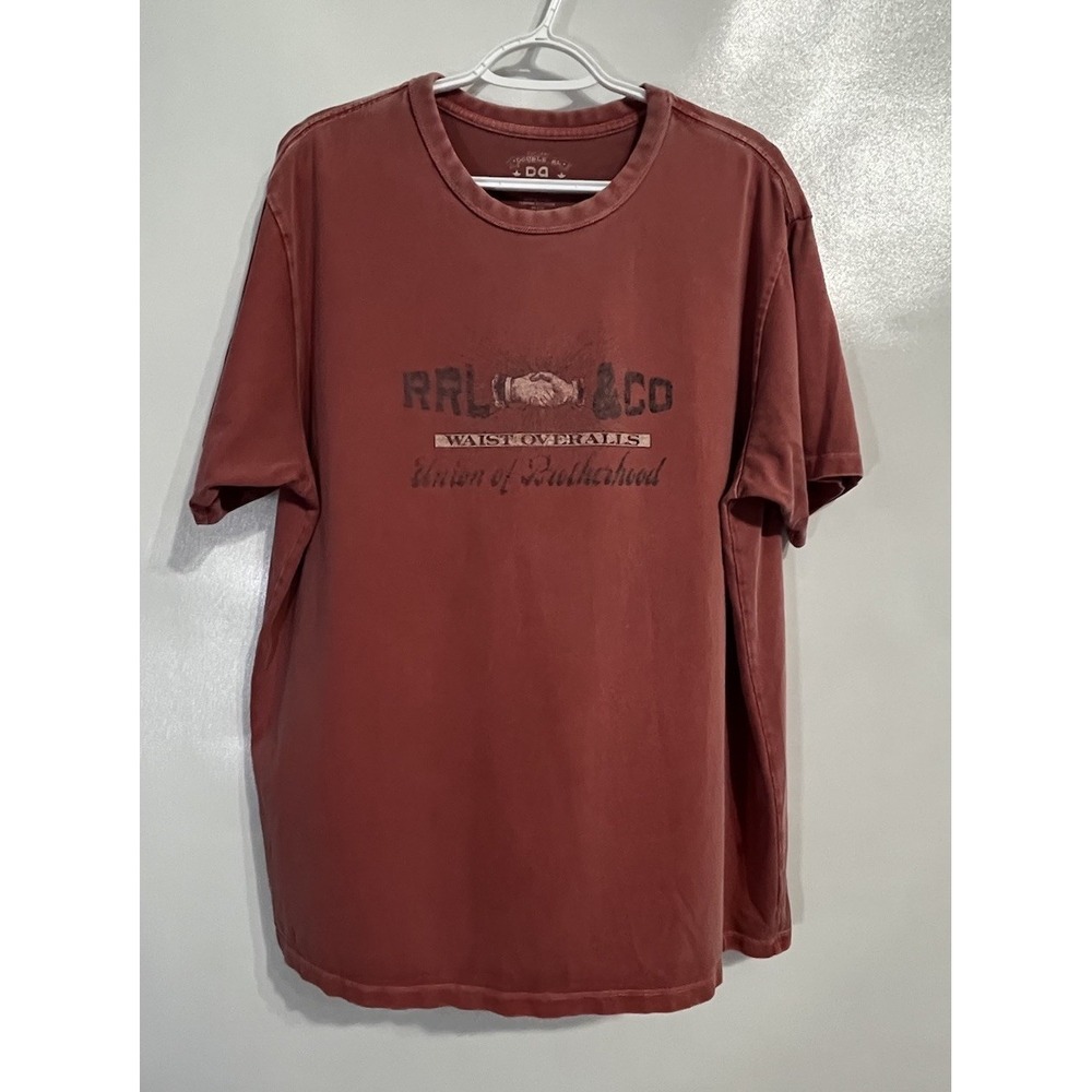 RRL Ralph Lauren Size XL Red Short Sleeve T Shirt Union Of Brotherhood
